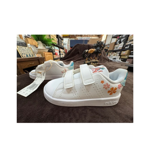 Adidas Kids Moana White Floral Sneakers size 9K - Picture 6 of 11